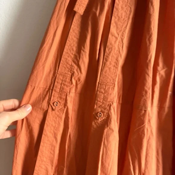 Ulla Johnson Sz 14 Joni Orange Clay Cotton Midi Dress - Picture 6 of 11